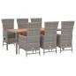 vidaXL 7-tlg. Garten-Essgruppe mit Kissen Grau Poly Rattan vidaXL 7-tlg. Garten-Essgruppe mit Kissen Grau Poly Rattan