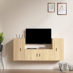 vidaXL 3-tlg. TV-Schrank-Set Sonoma-Eiche Holzwerkstoff