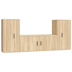 vidaXL 3-tlg. TV-Schrank-Set Sonoma-Eiche Holzwerkstoff