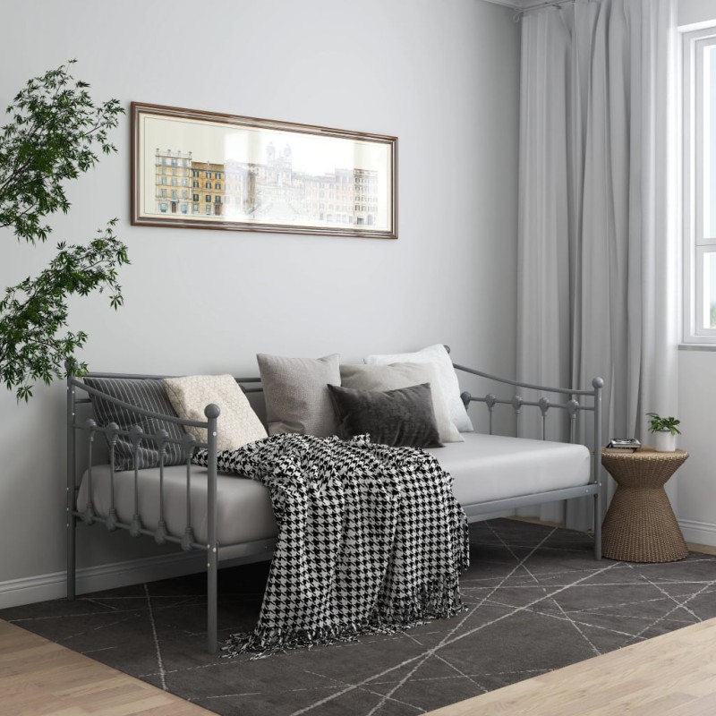 vidaXL Schlafsofa Bettgestell Grau Metall 90x200 cm vidaXL Schlafsofa Bettgestell Grau Metall 90x200 cm