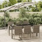 vidaXL 7-tlg. Garten-Essgruppe mit Kissen Grau Poly Rattan vidaXL 7-tlg. Garten-Essgruppe mit Kissen Grau Poly Rattan