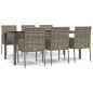 vidaXL 7-tlg. Garten-Essgruppe mit Kissen Grau Poly Rattan vidaXL 7-tlg. Garten-Essgruppe mit Kissen Grau Poly Rattan