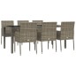 vidaXL 7-tlg. Garten-Essgruppe mit Kissen Grau Poly Rattan vidaXL 7-tlg. Garten-Essgruppe mit Kissen Grau Poly Rattan