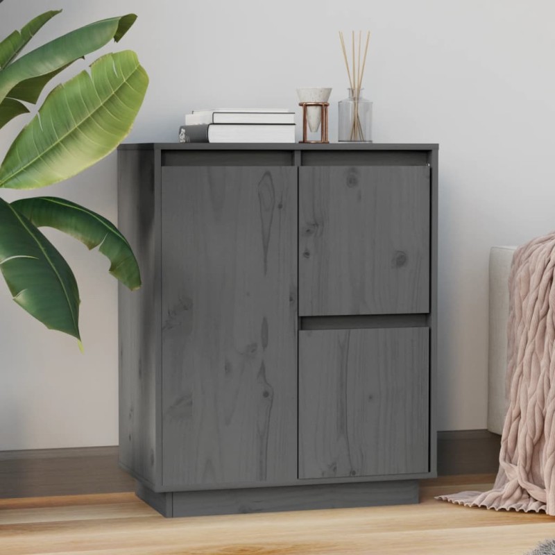 vidaXL Sideboard Grau 60x34x75 cm Massivholz Kiefer vidaXL Sideboard Grau 60x34x75 cm Massivholz Kiefer