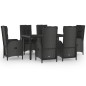 vidaXL 7-tlg. Garten-Essgruppe mit Kissen Schwarz und Grau Poly Rattan vidaXL 7-tlg. Garten-Essgruppe mit Kissen Schwarz und Grau Poly Rattan