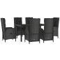 vidaXL 7-tlg. Garten-Essgruppe mit Kissen Schwarz und Grau Poly Rattan vidaXL 7-tlg. Garten-Essgruppe mit Kissen Schwarz und Grau Poly Rattan