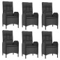 vidaXL 7-tlg. Garten-Essgruppe mit Kissen Schwarz und Grau Poly Rattan vidaXL 7-tlg. Garten-Essgruppe mit Kissen Schwarz und Grau Poly Rattan