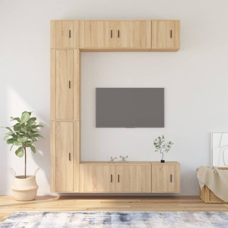 vidaXL 7-tlg. TV-Schrank-Set Sonoma-Eiche Holzwerkstoff