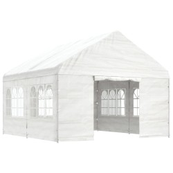 vidaXL Pavillon mit Dach Weiß 4,46x4,08x3,22 m Polyethylen
