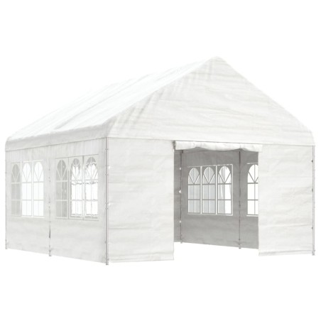 vidaXL Pavillon mit Dach Weiß 4,46x4,08x3,22 m Polyethylen