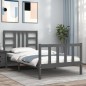vidaXL Massivholzbett mit Kopfteil Grau 90x200 cm vidaXL Massivholzbett mit Kopfteil Grau 90x200 cm