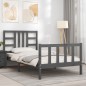 vidaXL Massivholzbett mit Kopfteil Grau 90x200 cm vidaXL Massivholzbett mit Kopfteil Grau 90x200 cm