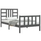 vidaXL Massivholzbett mit Kopfteil Grau 90x200 cm vidaXL Massivholzbett mit Kopfteil Grau 90x200 cm