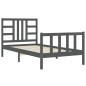 vidaXL Massivholzbett mit Kopfteil Grau 90x200 cm vidaXL Massivholzbett mit Kopfteil Grau 90x200 cm