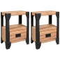 Nachttische 2 Stk. Akazienholz Massiv Stahl 40 x 30 x 54 cm Nachttische 2 Stk. Akazienholz Massiv Stahl 40 x 30 x 54 cm