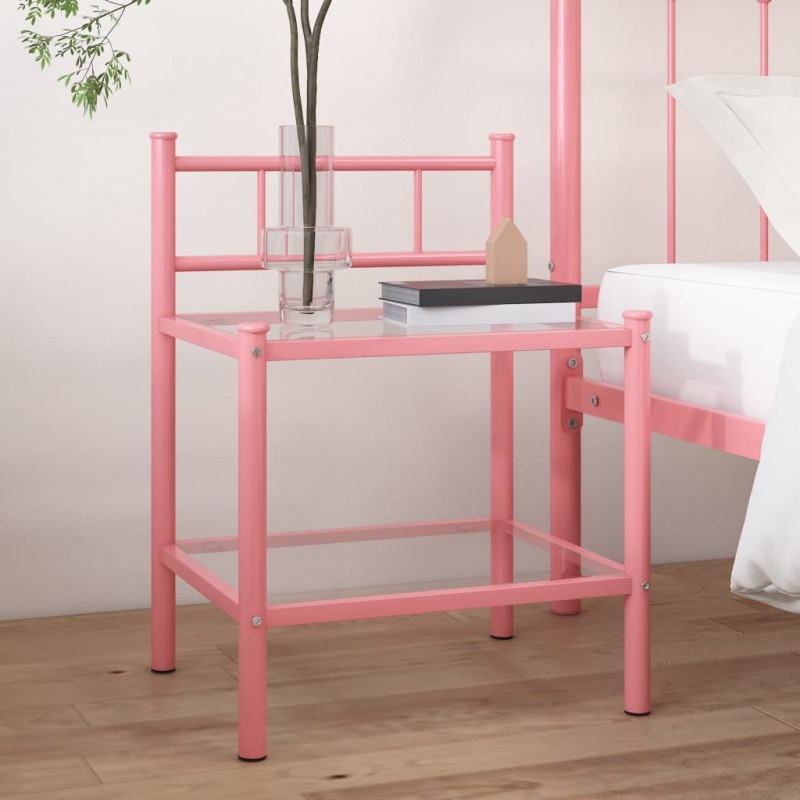 vidaXL Nachttisch Rosa Transparent 45x34,5x60,5 cm Metall und Glas vidaXL Nachttisch Rosa Transparent 45x34,5x60,5 cm Metall und Glas