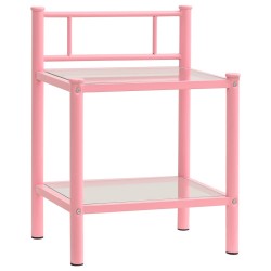 vidaXL Nachttisch Rosa Transparent 45x34,5x60,5 cm Metall und Glas