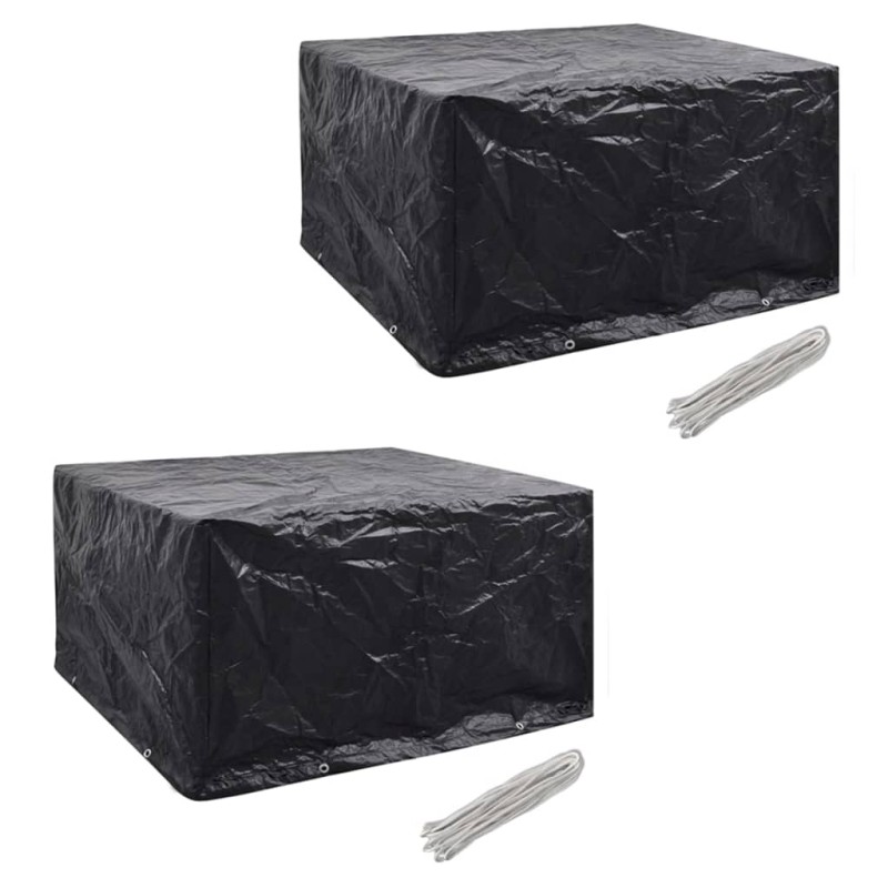 Gartenmöbel-Abdeckungen 2 Stk. 6 Personen Poly Rattan 8 Ösen Gartenmöbel-Abdeckungen 2 Stk. 6 Personen Poly Rattan 8 Ösen