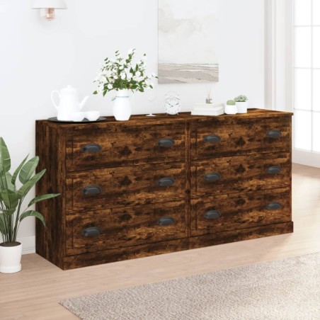 vidaXL Sideboards 2 Stk. Räuchereiche Holzwerkstoff