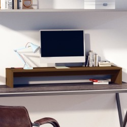 vidaXL Monitorständer Honigbraun 100x27x15 cm Massivholz Kiefer