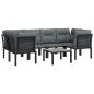 vidaXL 7-tlg. Garten-Lounge-Set Schwarz und Grau Poly Rattan vidaXL 7-tlg. Garten-Lounge-Set Schwarz und Grau Poly Rattan