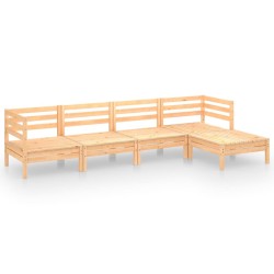 vidaXL 5-tlg. Garten-Lounge-Set Kiefer Massivholz