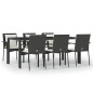 vidaXL 7-tlg. Garten-Essgruppe mit Kissen Schwarz Poly Rattan vidaXL 7-tlg. Garten-Essgruppe mit Kissen Schwarz Poly Rattan