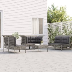 vidaXL 7-tlg. Garten-Lounge-Set mit Kissen Grau Poly Rattan