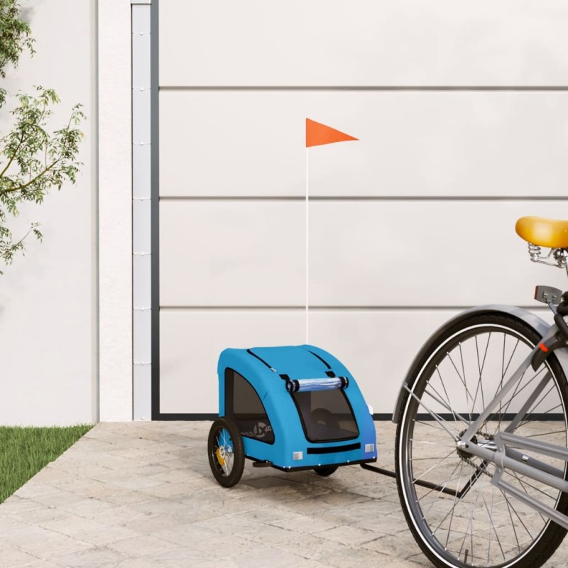 vidaXL Fahrradanhänger für Hunde Blau Oxford-Gewebe und Eisen vidaXL Fahrradanhänger für Hunde Blau Oxford-Gewebe und Eisen