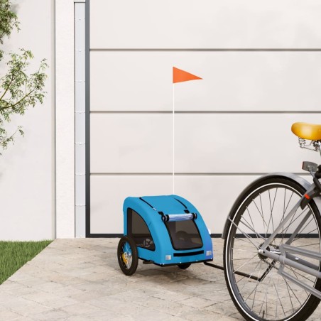vidaXL Fahrradanhänger für Hunde Blau Oxford-Gewebe und Eisen