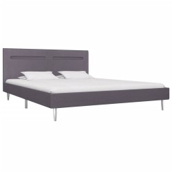 Bettgestell mit LED Grau Stoff 160 x 200 cm