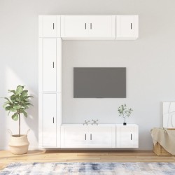 vidaXL 7-tlg. TV-Schrank-Set Hochglanz-Weiß Holzwerkstoff