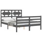 vidaXL Massivholzbett mit Kopfteil Grau 120x200 cm vidaXL Massivholzbett mit Kopfteil Grau 120x200 cm