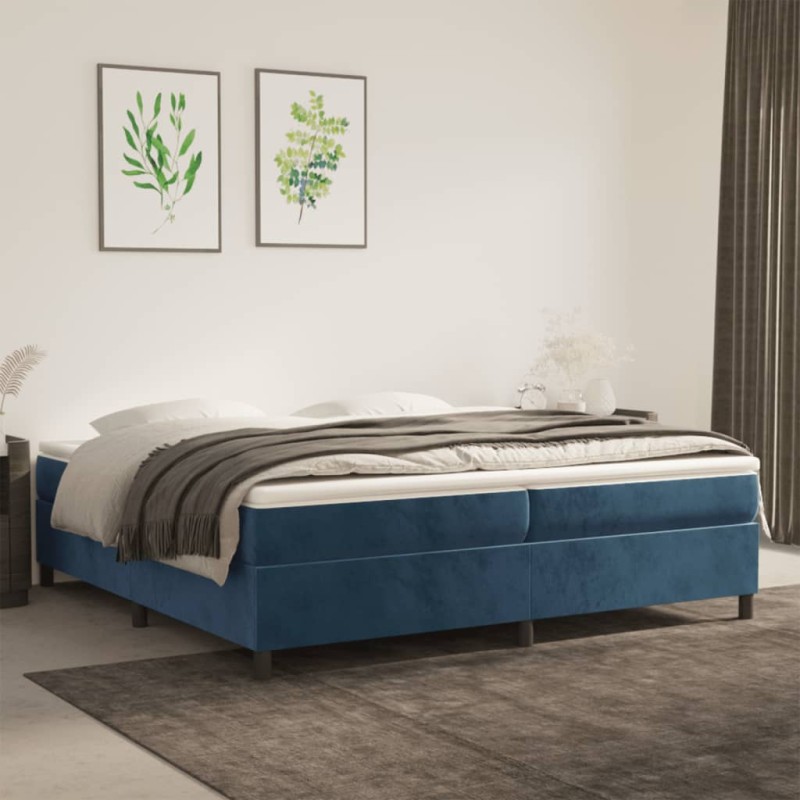 vidaXL Boxspringbett mit Matratze Dunkelblau 200x200 cm Samt vidaXL Boxspringbett mit Matratze Dunkelblau 200x200 cm Samt
