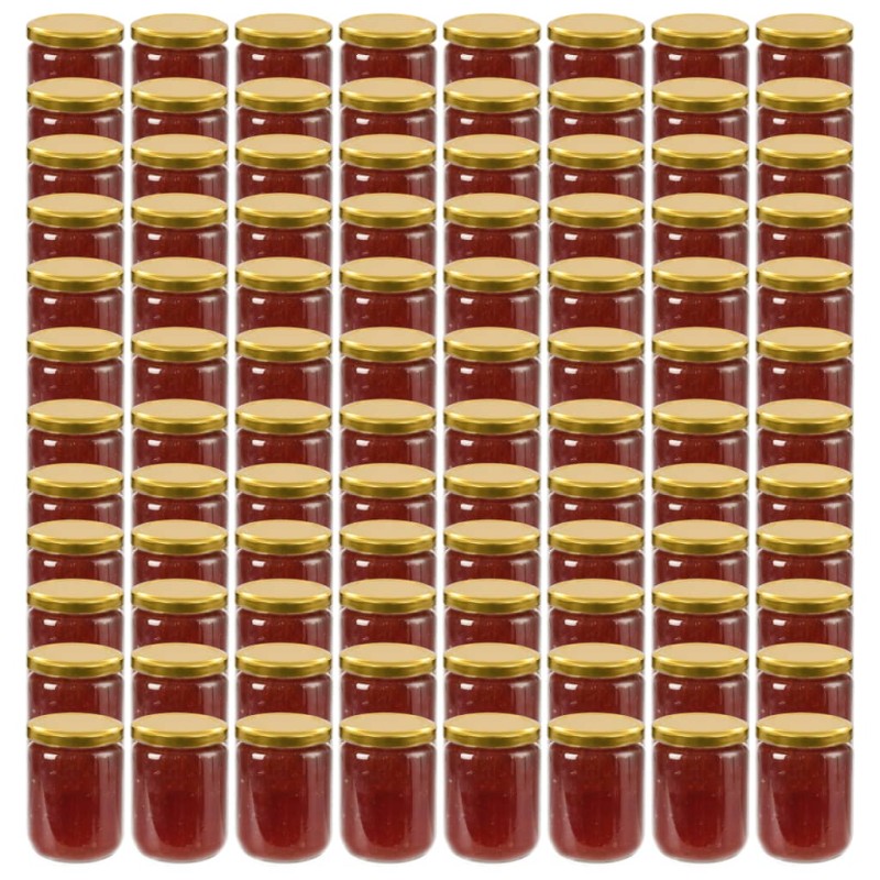 vidaXL Marmeladengläser mit Goldenem Deckel 96 Stk. 230 ml vidaXL Marmeladengläser mit Goldenem Deckel 96 Stk. 230 ml