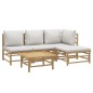 vidaXL 5-tlg. Garten-Lounge-Set mit Hellgrauen Kissen Bambus vidaXL 5-tlg. Garten-Lounge-Set mit Hellgrauen Kissen Bambus