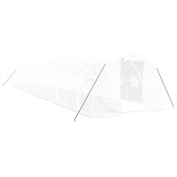 vidaXL Gewächshaus mit Stahlrahmen Weiß 48 m² 16x3x2 m