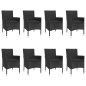 vidaXL 9-tlg. Garten-Essgruppe mit Kissen Schwarz Poly Rattan