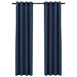 vidaXL Verdunkelungsvorhänge Ösen Leinenoptik 2 Stk. Blau 140x245 cm