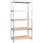 vidaXL Regale mit 5 Böden 2 Stk. Silbern Stahl & Holzwerkstoff vidaXL Regale mit 5 Böden 2 Stk. Silbern Stahl & Holzwerkstoff