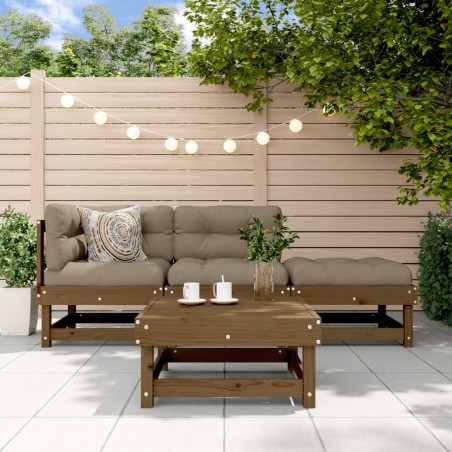 vidaXL 4-tlg. Garten-Lounge-Set mit Kissen Honigbraun Massivholz