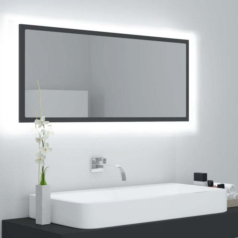 vidaXL LED-Badspiegel Grau 100x8,5x37 cm Acryl vidaXL LED-Badspiegel Grau 100x8,5x37 cm Acryl