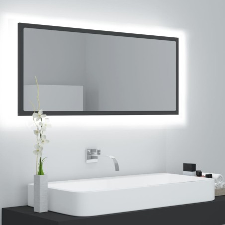 vidaXL LED-Badspiegel Grau 100x8,5x37 cm Acryl