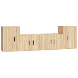vidaXL 4-tlg. TV-Schrank-Set Sonoma-Eiche Holzwerkstoff