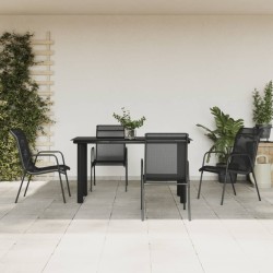 vidaXL 5-tlg. Garten-Essgruppe Schwarz Stahl und Textilene