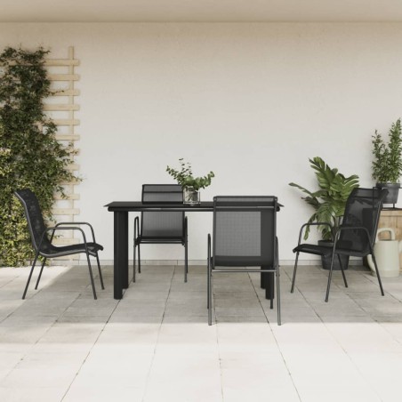 vidaXL 5-tlg. Garten-Essgruppe Schwarz Stahl und Textilene
