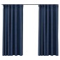 vidaXL Verdunkelungsvorhänge Haken Leinenoptik 2 Stk. Blau 140x175 cm vidaXL Verdunkelungsvorhänge Haken Leinenoptik 2 Stk. Blau 140x175 cm