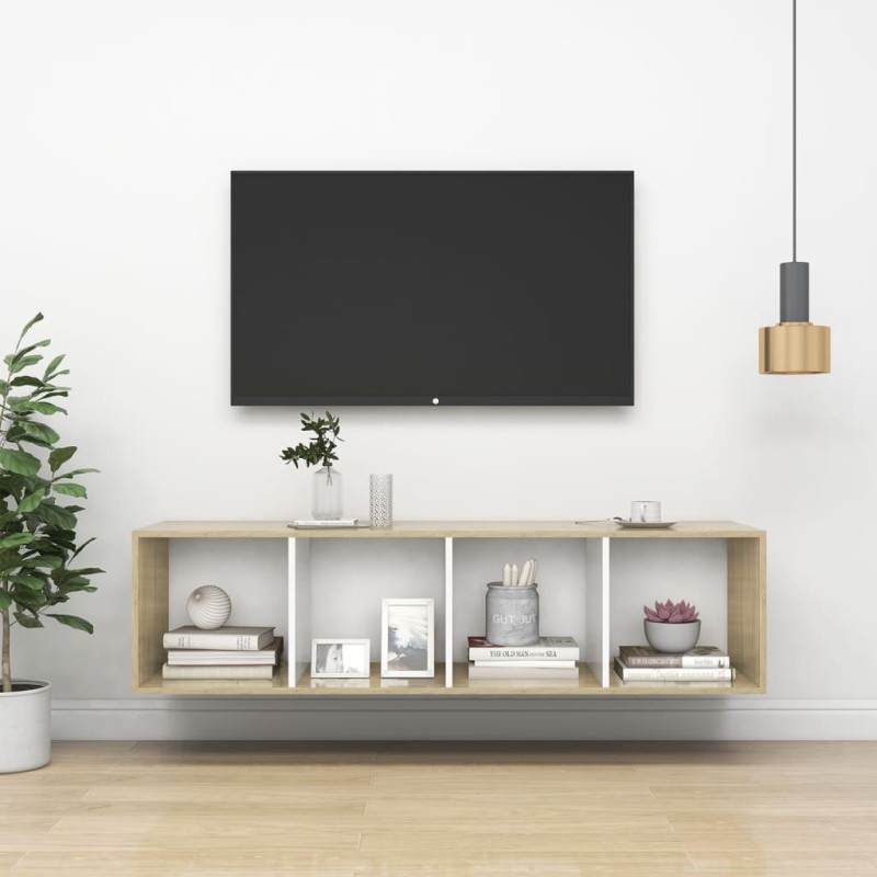 vidaXL TV-Wandschrank Sonoma-Eiche Weiß 37x37x142,5 cm Holzwerkstoff vidaXL TV-Wandschrank Sonoma-Eiche Weiß 37x37x142,5 cm Holzwerkstoff