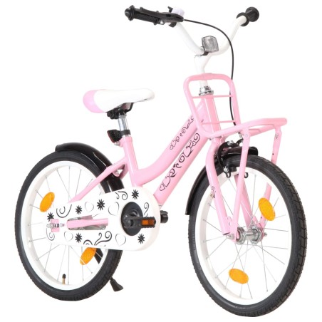 vidaXL Kinderfahrrad mit Frontgepäckträger 18 Zoll Rosa und Schwarz 