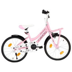 vidaXL Kinderfahrrad mit Frontgepäckträger 18 Zoll Rosa und Schwarz 